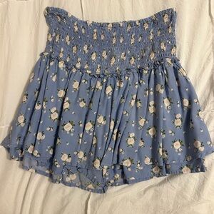 Hollister Blue Floral Smocked Skirt